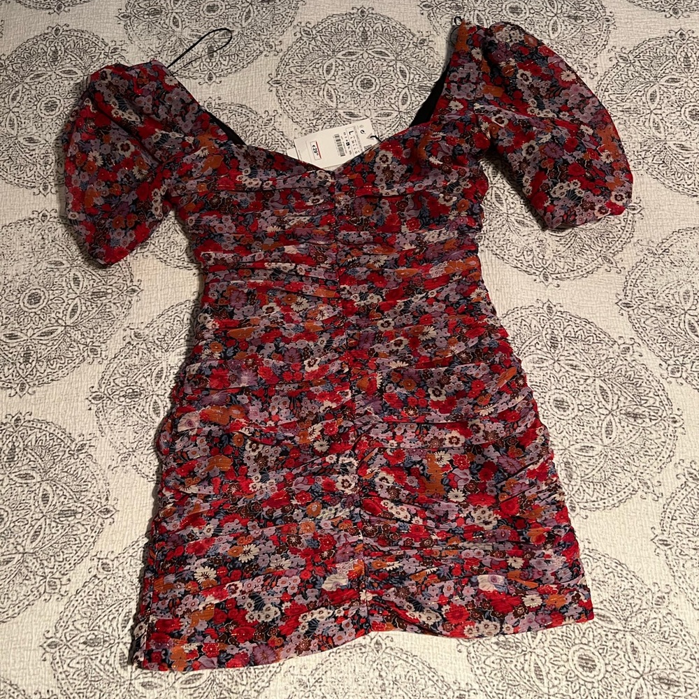 Zara Floral Red and Purple Dress